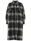 FONTIZI Check Long Coat Charcoal MA1298 22A012E 02AN - ISABEL MARANT - BALAAN 1