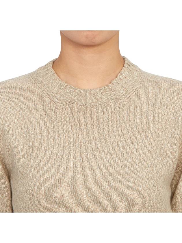 Heart Logo Cashmere Knit Top Beige - AMI - BALAAN 6