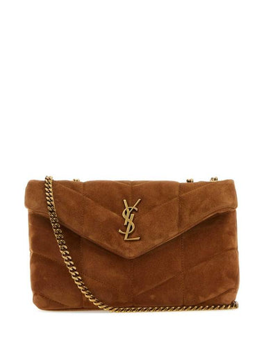 Toy Puffer Suede Shoulder Bag Brown - SAINT LAURENT - BALAAN 1