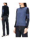 Women's Fun Mix 4 Bar Crew Neck Knit Top Blue - THOM BROWNE - BALAAN 2