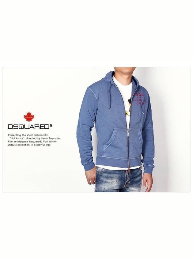 Dsquared Man DSQ Wild Tough Hooded Zip Up 74HG0004 Blue - DSQUARED2 - BALAAN 3