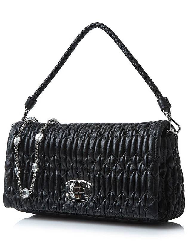 Crystal Cloque Nappa Leather Shoulder Bag Black - MIU MIU - BALAAN 3