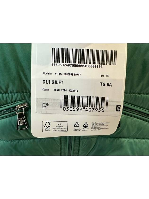 Kids GUI Lightweight Padded Vest Green Boys 8 10A - MONCLER - BALAAN 5