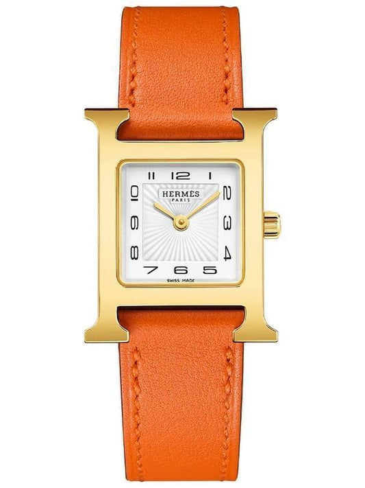 H Hour Small Model 25mm Watch Gold Orange - HERMES - BALAAN 1