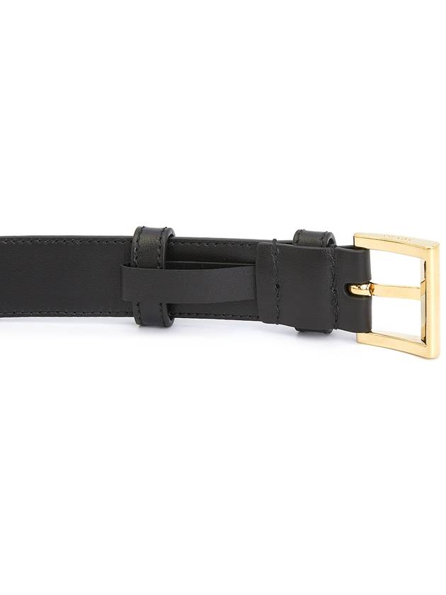 Women's Gold Triangle Logo Leather Belt Black - PRADA - BALAAN 5