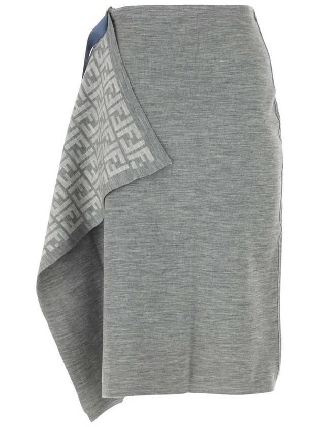 Skirt Grey Wool Skirt - FENDI - BALAAN 3