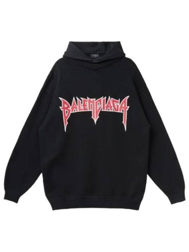 Chest logo printed hood black - BALENCIAGA - BALAAN 1