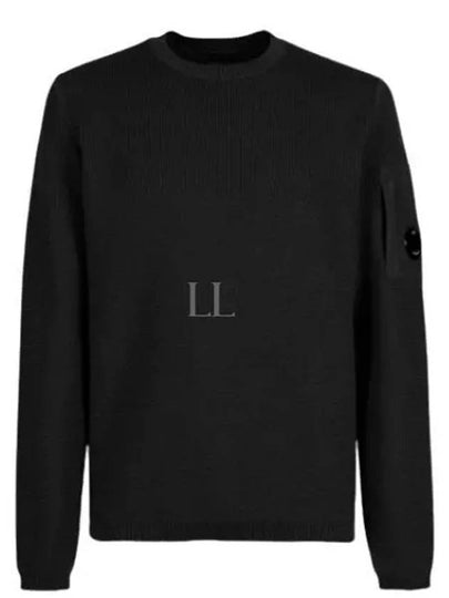 Lens Ribbed Crew Neck Knit Top Black - CP COMPANY - BALAAN 2