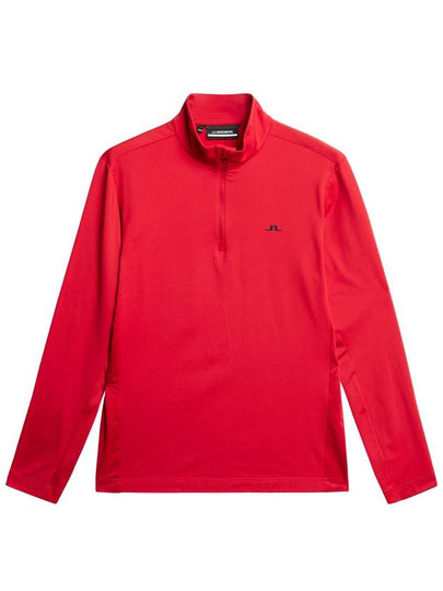 Men's Luke Quarter Zip Mid Layer Long Sleeve T-Shirt Barbados Cherry - J.LINDEBERG - BALAAN 2