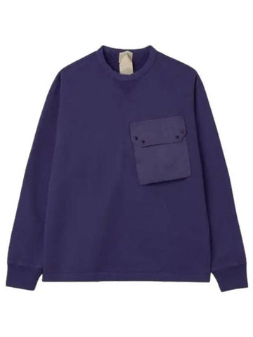 Garment dyed crew neck pocket sweatshirt purple blue T shirt - TEN C - BALAAN 1