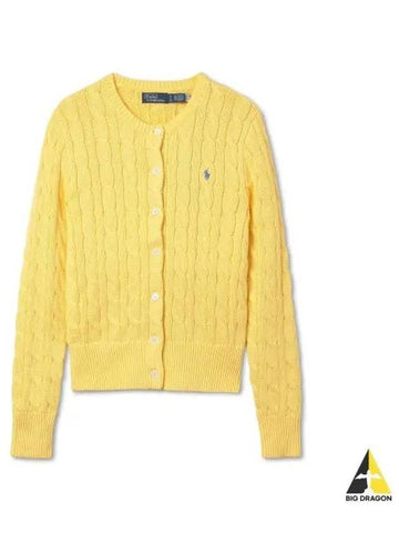 W cable knit cotton crew neck cardigan yellow - POLO RALPH LAUREN - BALAAN 1