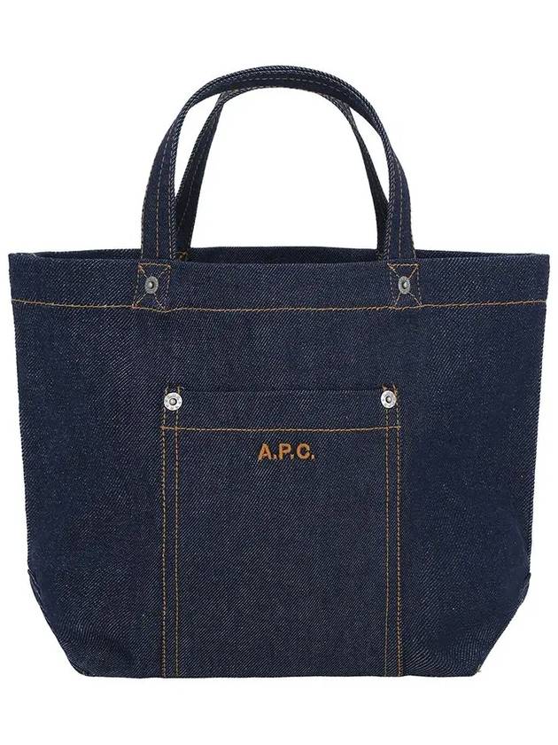 Thais Embroidered Logo Denim Small Tote Bag Indigo - A.P.C. - BALAAN 3