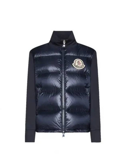 Logo patch knit padded cardigan 8G00014 89A2Y 778 Navy 1084953 - MONCLER - BALAAN 1