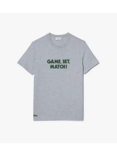 Men s Message Graphic T Shirt Melange Gray - LACOSTE - BALAAN 1