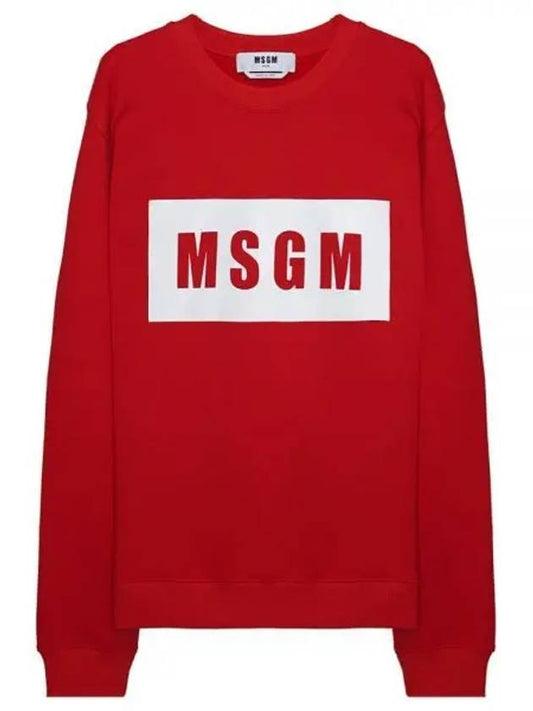 Box Logo Print Cotton Sweatshirt Red - MSGM - BALAAN 2