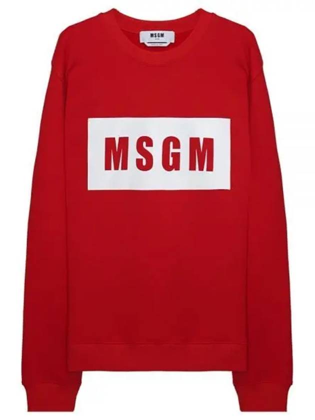 Box Logo Print Cotton Sweatshirt Red - MSGM - BALAAN 2