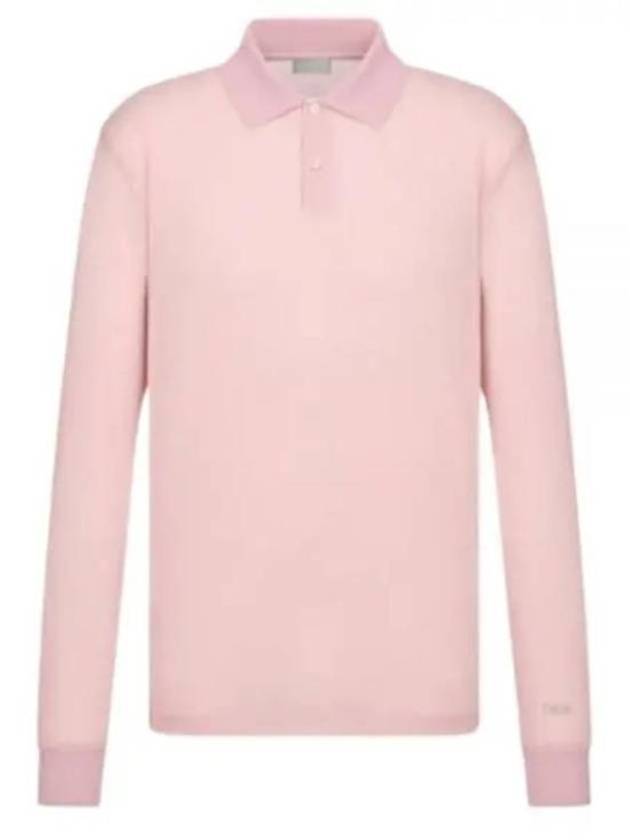 Men's Lightweight Cotton Blend Jersey Polo Shirt Pink - DIOR - BALAAN 2