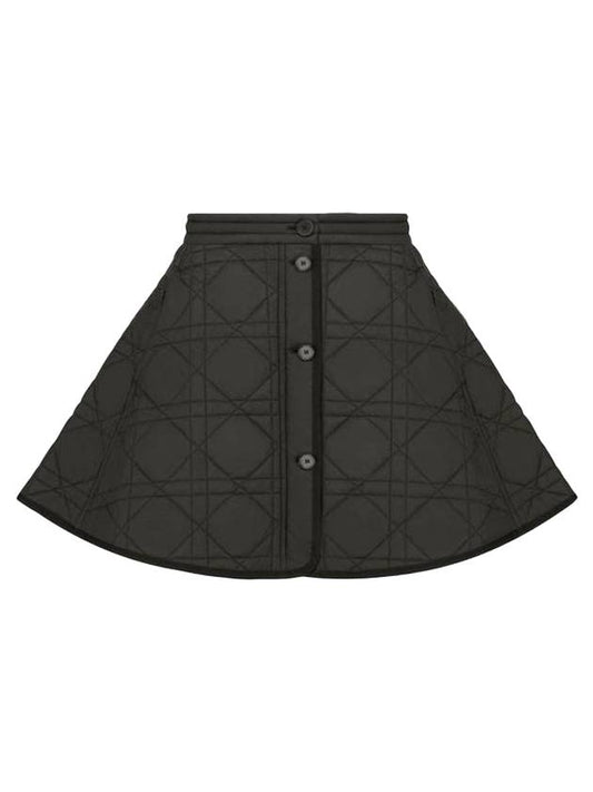 Macrocannage Quilted Technical Taffeta A-line Skirt Black - DIOR - BALAAN 1