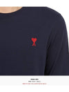 Chain Stitch Heart Logo Long Sleeve T-Shirt Navy - AMI - BALAAN 9