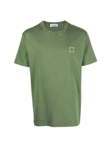 Wappen Patch Logo Cotton Short Sleeve T-Shirt Green - STONE ISLAND - BALAAN 1