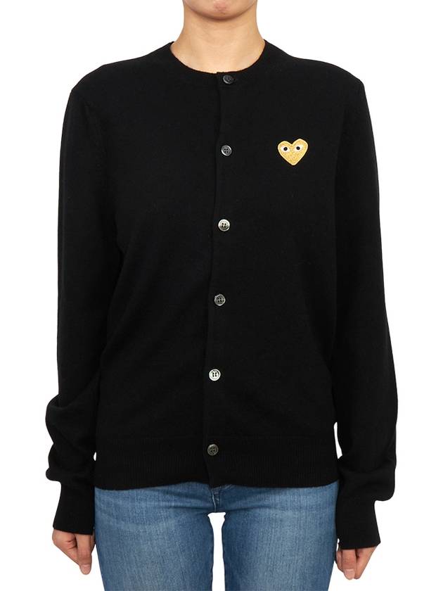 Comme des Gar ons Gold Wappen Wool Round Neck Cardigan Black - COMME DES GARCONS PLAY - BALAAN 2