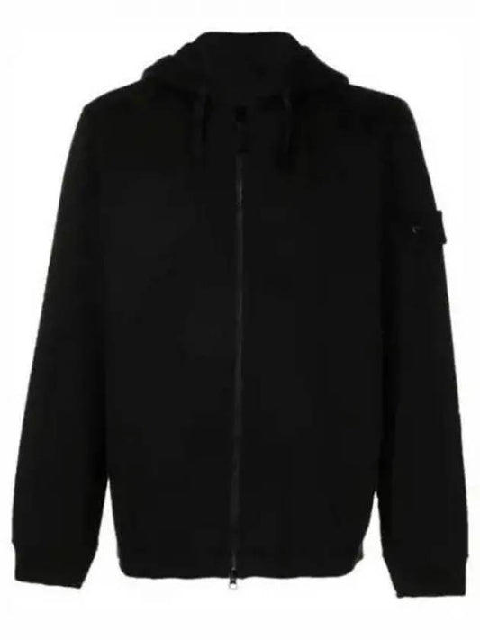 Ghost Piece Cotton Wool Fleece Zip Up Hoodie Black - STONE ISLAND - BALAAN 2