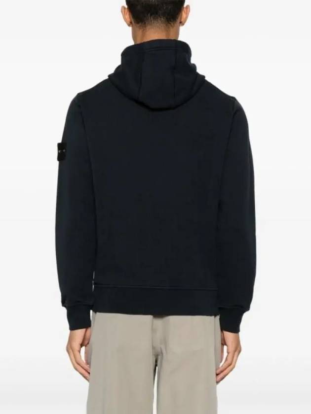 6100045 Organic Cotton Fleece Drawstring Hoodie Navy - STONE ISLAND - BALAAN 7