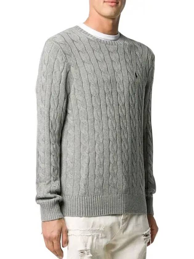 Embroidery Logo Cable Knit Top Grey - POLO RALPH LAUREN - BALAAN 3