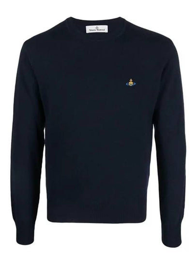 Logo Crew Neck Wool Knit Top Navy - VIVIENNE WESTWOOD - BALAAN 2