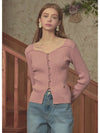 Bouquet heart neck knit cardigan pink - MICANE - BALAAN 2