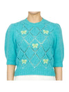 Women's Butterfly Embroidered Knit Top Blue - ALESSANDRA RICH - BALAAN 2