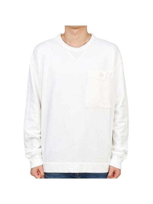 Men's Pocket Crew Neck Cotton Sweatshirt White - TEN C - BALAAN 1