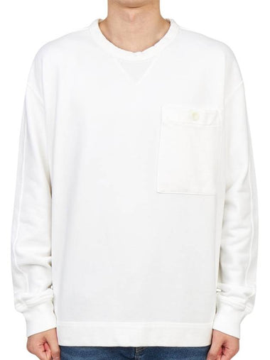 Men's Pocket Crew Neck Cotton Sweatshirt White - TEN C - BALAAN 1