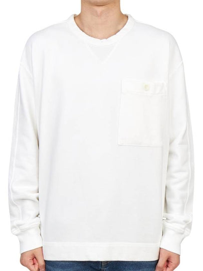 Men's Pocket Crew Neck Cotton Sweatshirt White - TEN C - BALAAN 2