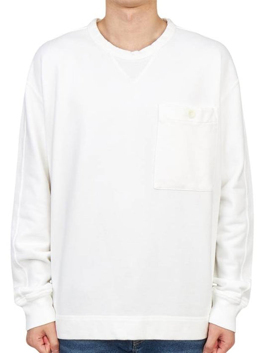 Men's Pocket Crew Neck Cotton Sweatshirt White - TEN C - BALAAN 2