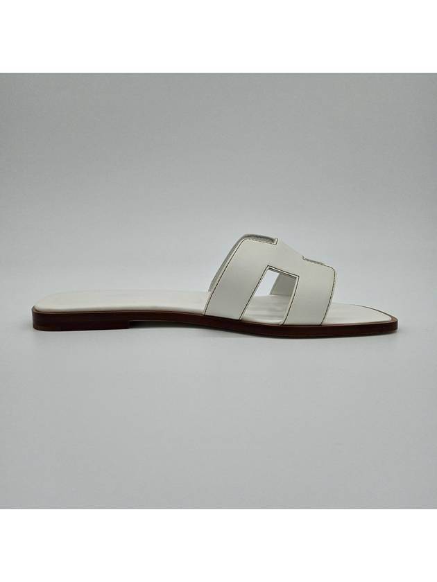 Oran Calfskin Slippers Blanc - HERMES - BALAAN 4