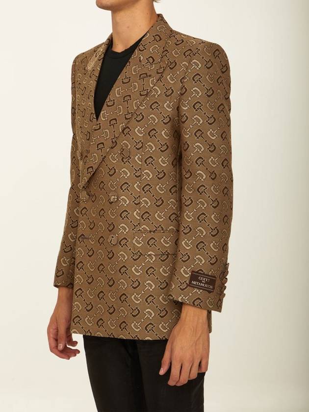 Maxi Horsebit Cotton Jacket Beige Brown - GUCCI - BALAAN 3