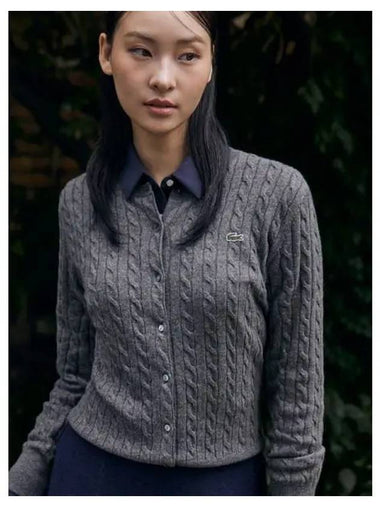 Women s Cable Crew Neck Spring Fall Cardigan AF091E 54N 050 Domestic Product GQ2N24071639891 - LACOSTE - BALAAN 1