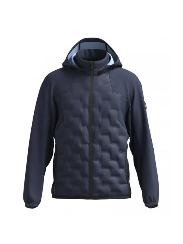 Pattern Padded Hooded Jacket Navy - HUGO BOSS - BALAAN 1