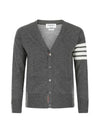 Men's Sustainable Classic Diagonal Wool Cardigan Medium Grey - THOM BROWNE - BALAAN 3