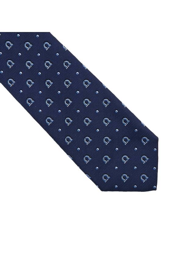 Ferragamo Men's Gancini Silk Tie 35 0883 F NAVY 0762039 - SALVATORE FERRAGAMO - BALAAN 5