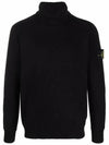 Waffen Patch Cotton Knit Turtleneck Black - STONE ISLAND - BALAAN 2