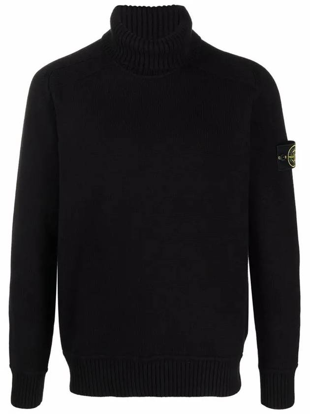 Wappen Patch Cotton Knit Turtleneck Black - STONE ISLAND - BALAAN 2