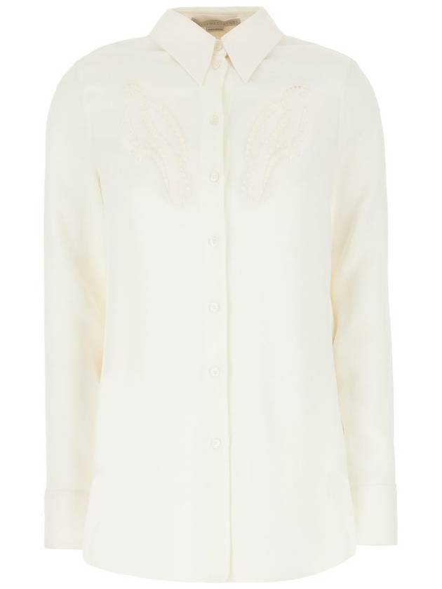 Women's Petal Crochet Compact Crepe Shirt Cream - STELLA MCCARTNEY - BALAAN 2