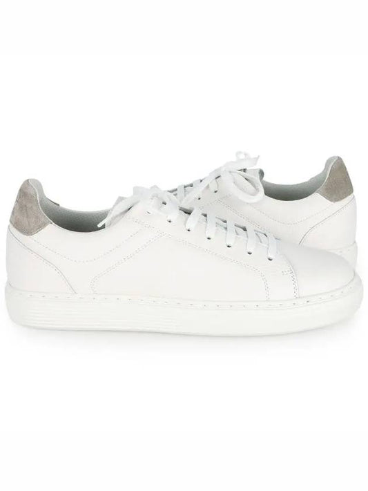 Logo Leather Low Top Sneakers White - BRUNELLO CUCINELLI - BALAAN 2