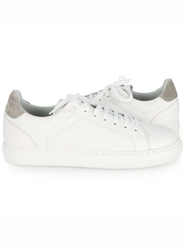 Logo Leather Low Top Sneakers White - BRUNELLO CUCINELLI - BALAAN 3