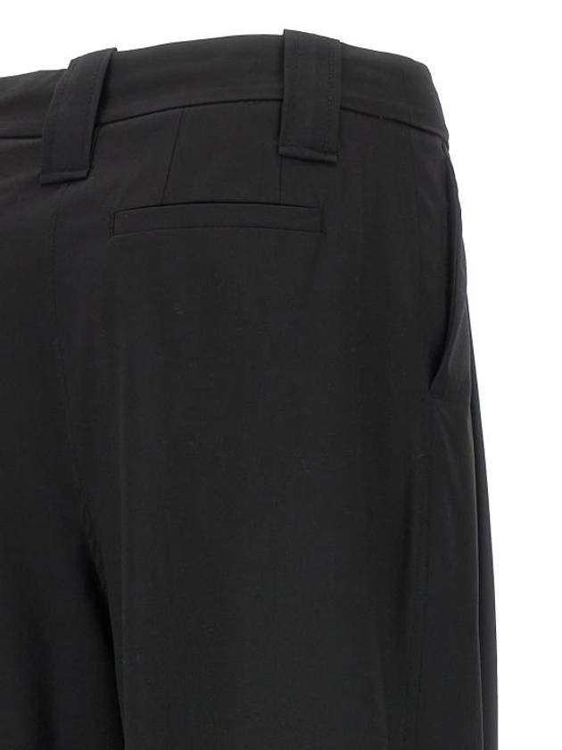 Drapey Melange Pleat Trousers Straight Pants Black - GANNI - BALAAN 5