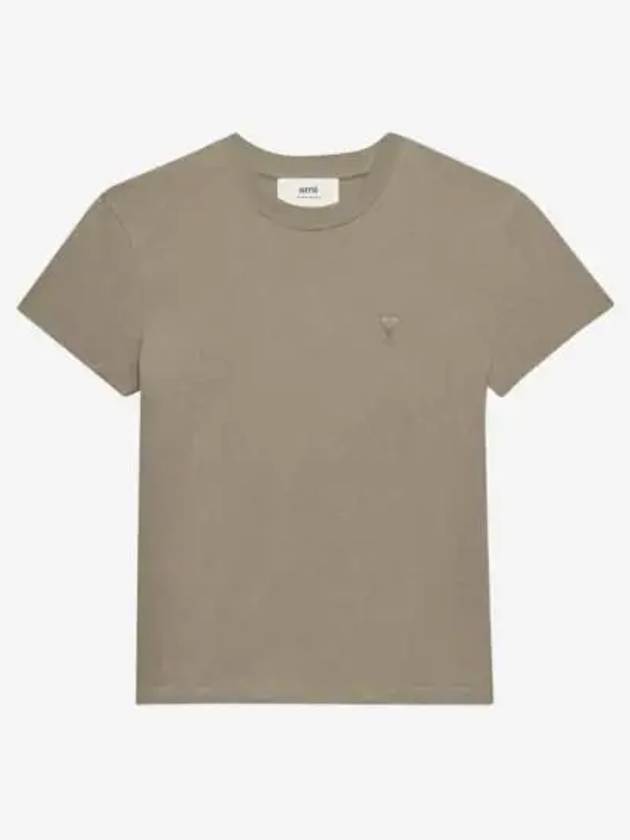 Tone On Tone Heart Logo Organic Cotton Short Sleeve T-Shirt Brown - AMI - BALAAN 2