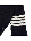 V-Neck Diagonal Pointelle Wool Cardigan Navy - THOM BROWNE - BALAAN 10