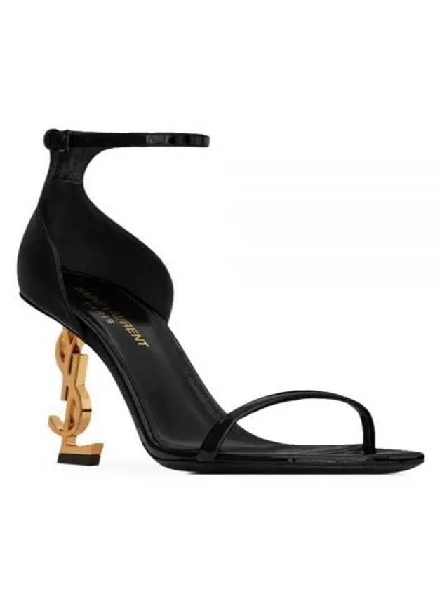 Opium Gold YSL Logo Open Toe Sandal Heels Black - SAINT LAURENT - BALAAN 2